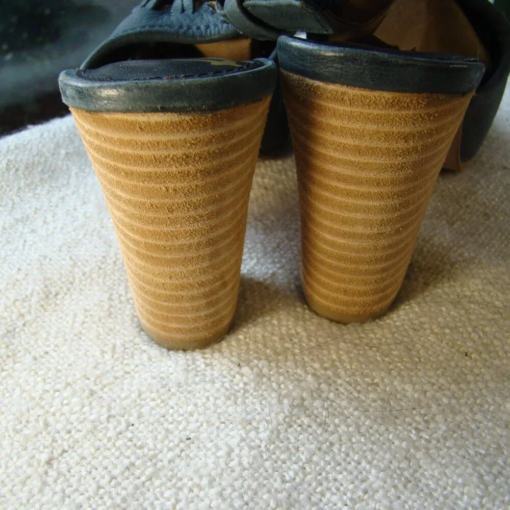 Sam Edelman Holly Sandals Woven Open Toe Suede Teal Leather Size 8 - Picture 4 of 7